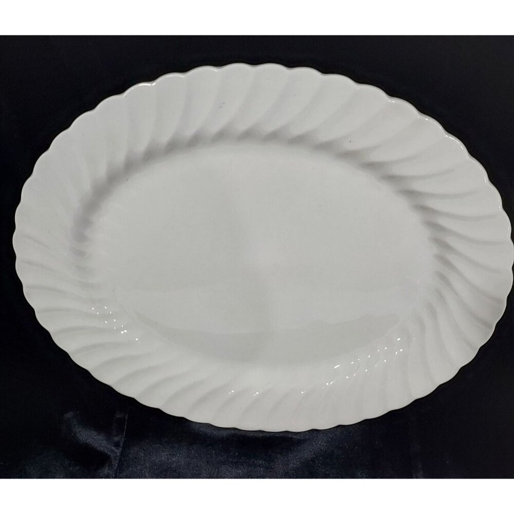 Johnson Brothers Ironstone Snow White Regency 14" Scalloped Edge Oval Platter - Picture 1 of 8